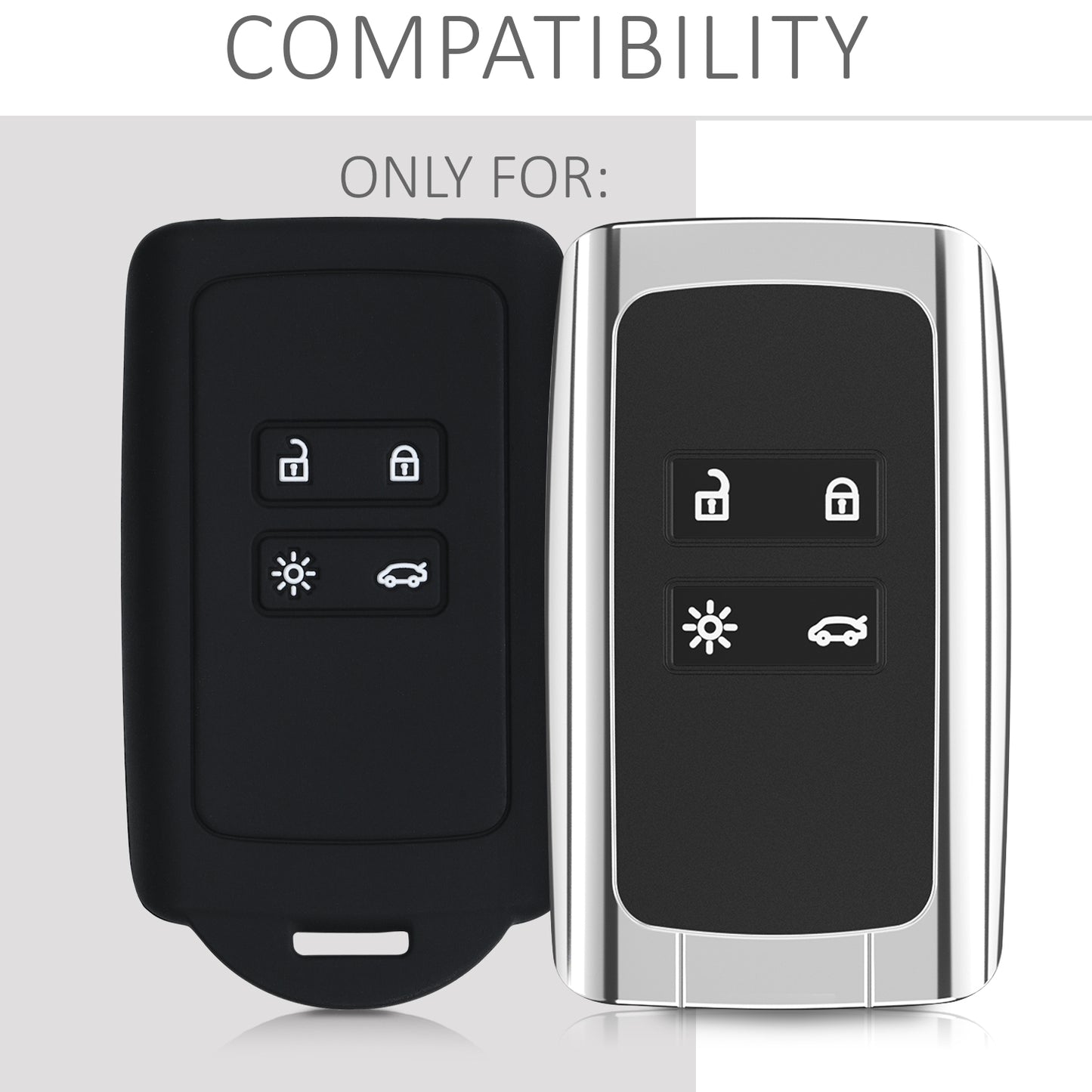 kwmobile Car Key Shell compatible with Renault 4-Button Smart Key (Keyless Go only) Protective Cover
