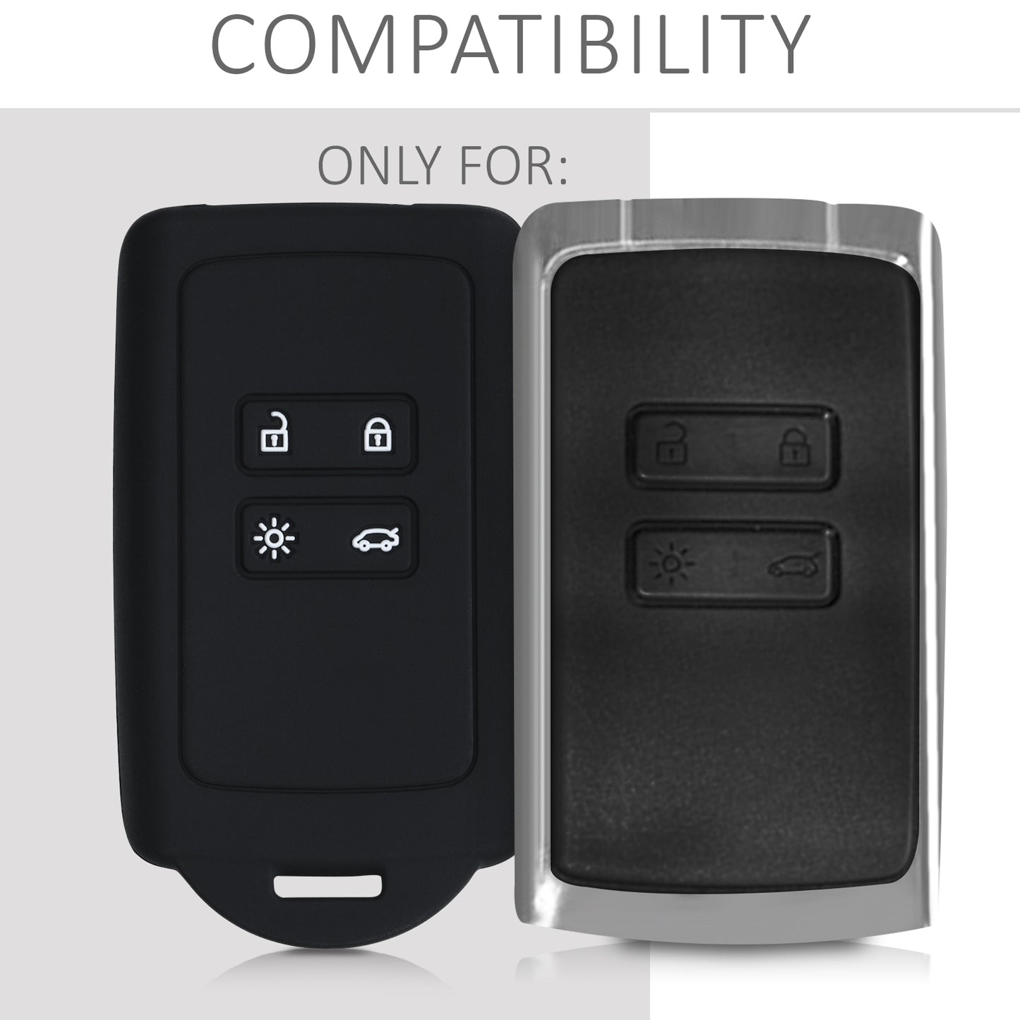 kwmobile Car Key Shell compatible with Renault 4-Button Smart Key (Keyless Go only) Protective Cover
