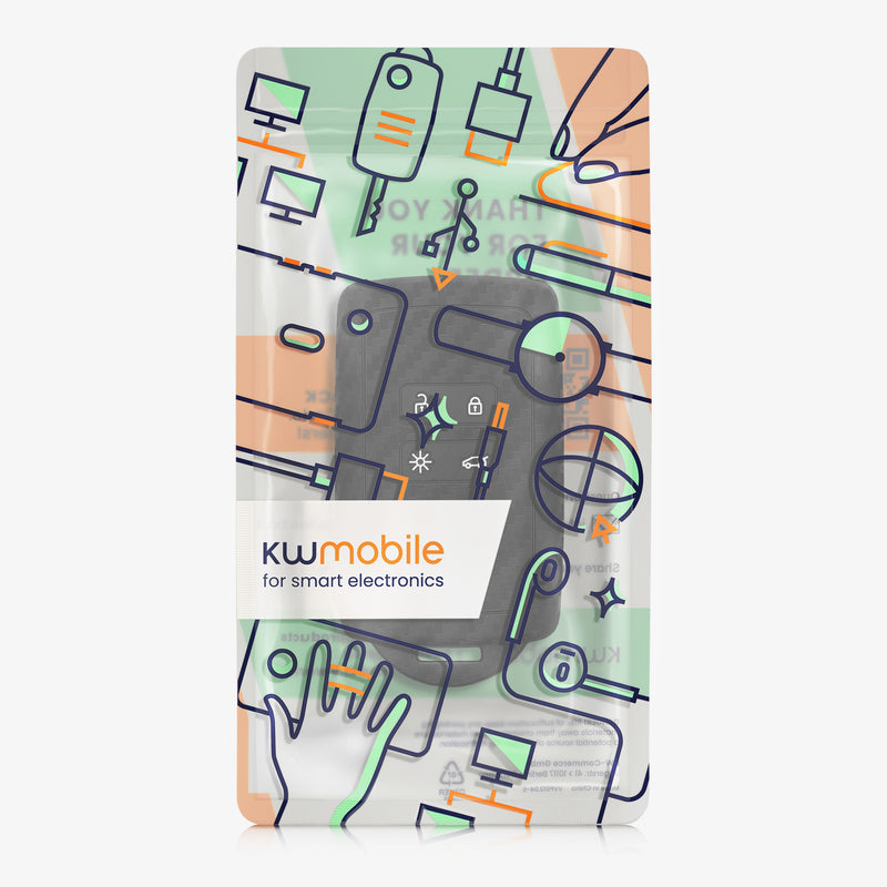 kwmobile Car Key Shell compatible with Renault 4-Button Smart Key (Keyless Go only) Protective Cover