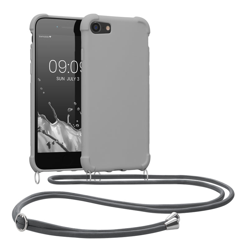 kwmobile Necklace Case kompatibel mit Apple iPhone SE (2022) / iPhone SE (2020) / iPhone 8 / iPhone 7 Hülle - Cover mit Kordel zum Umhängen - Silikon Schutzhülle Taupe Taupe  