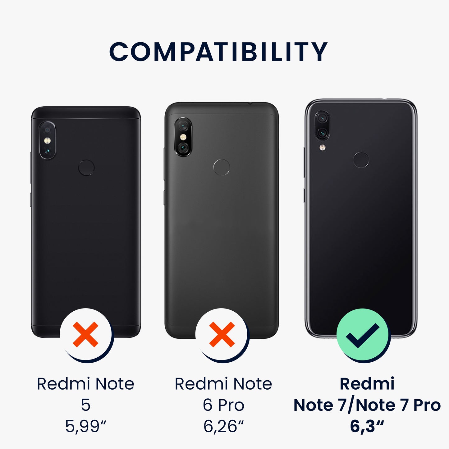 kwmobile Necklace Case compatible with Xiaomi Redmi Note 7 / Note 7 Pro - Cover with Lanyard - Silicone Protective Case