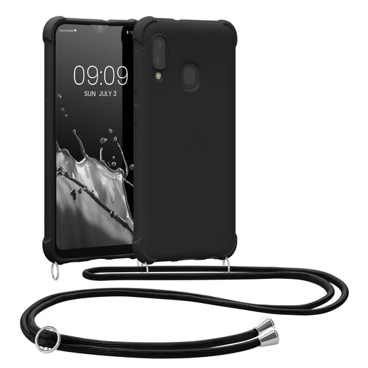 kwmobile Necklace Case compatible with Samsung Galaxy A20e Cover with Lanyard Silicone Protective Case