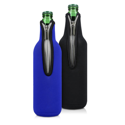 kwmobile 2x 330-500ml Flasche Flaschenkühler - für Bier und andere Getränke - aus isoliertem Neopren - Kühler in Schwarz Blau Schwarz  [dsg02]