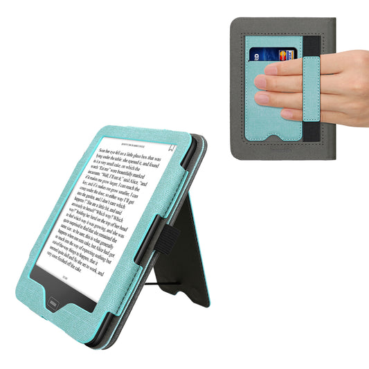 kwmobile Case Compatible with Tolino Vision 1 / 2 / 3 / 4 HD Cover Flip Case with Hand Strap Faux Leather Cover