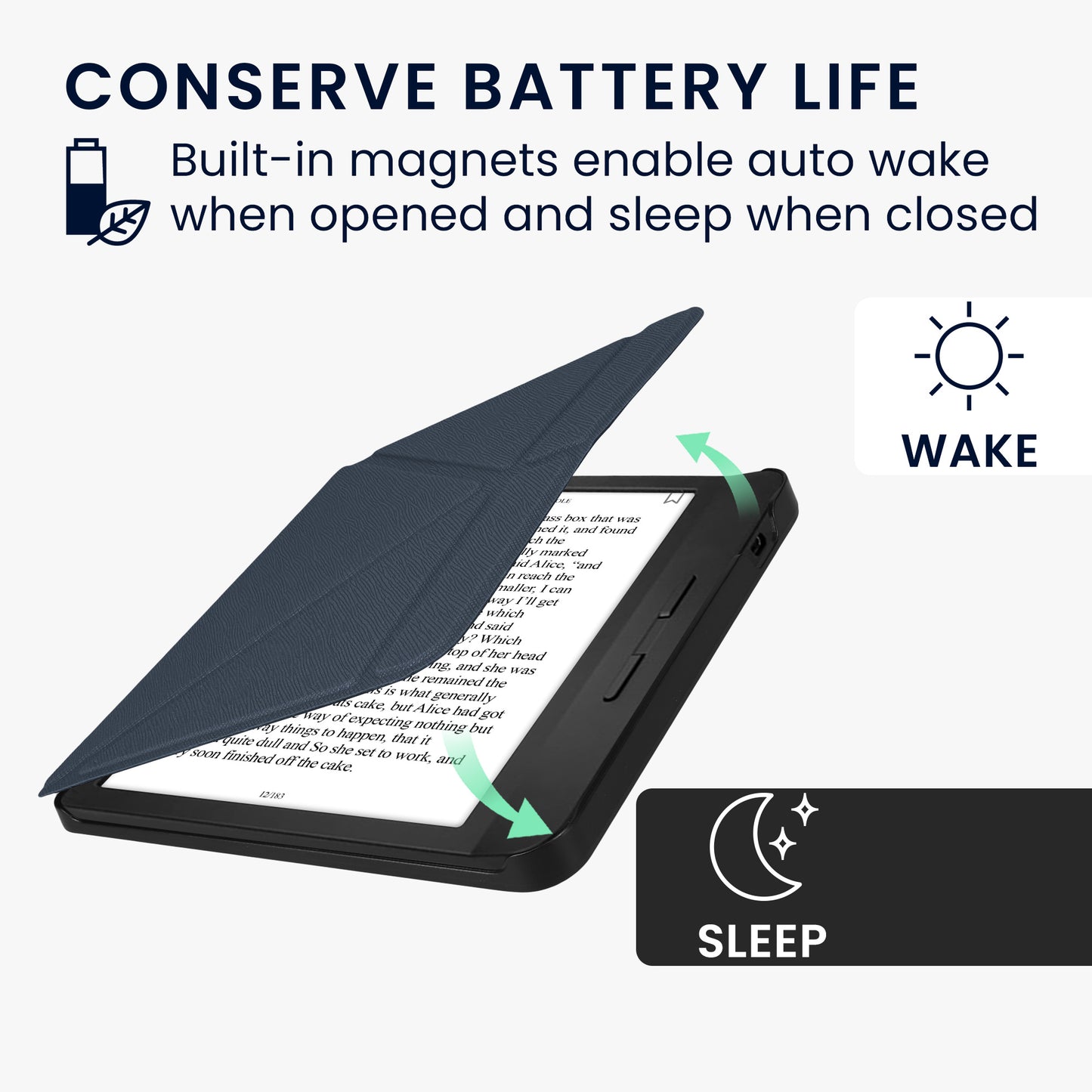 kwmobile Case for Kobo Libra H2O - eReader Flip Cover with Auto Sleep Function - Stand Case