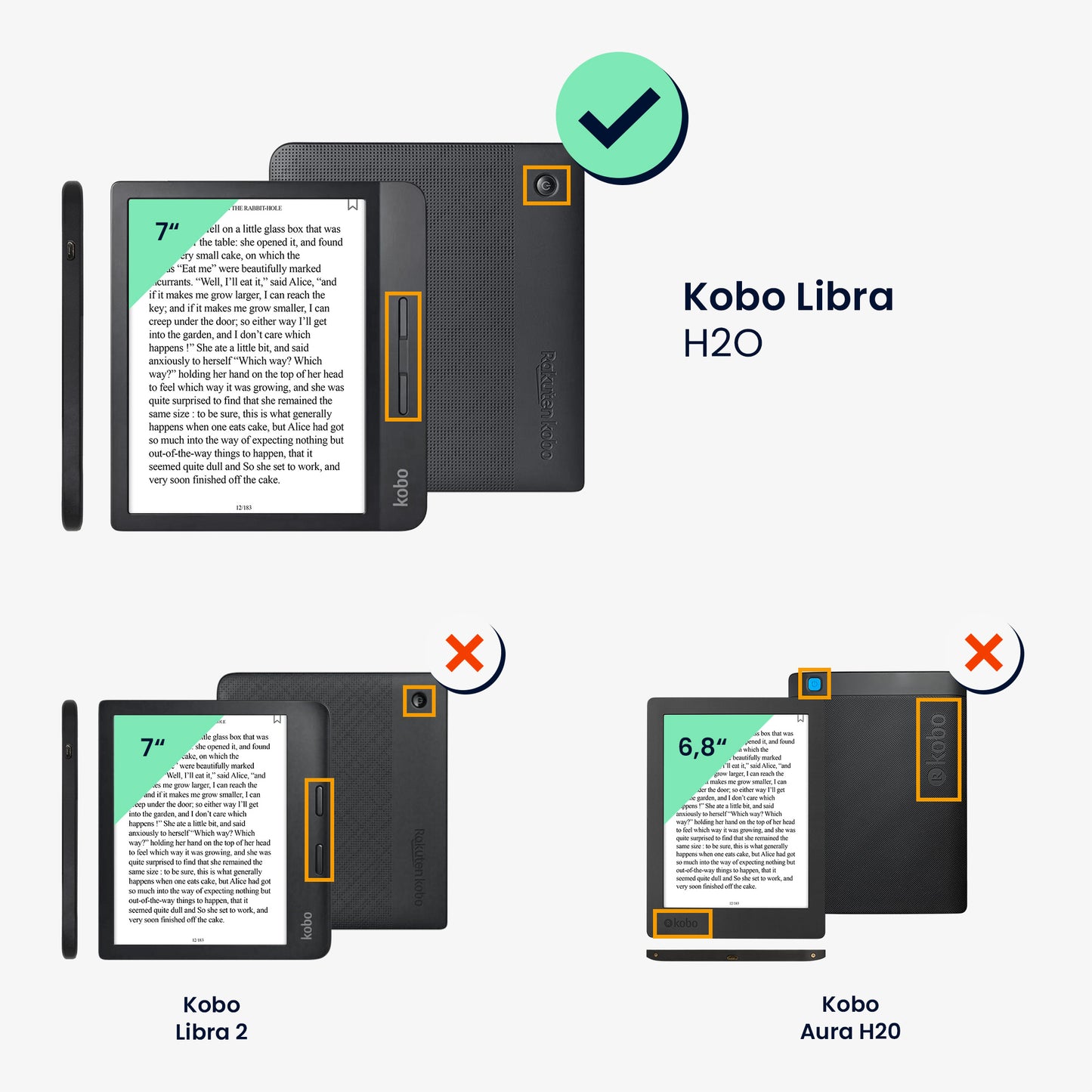 kwmobile Case for Kobo Libra H2O - eReader Flip Cover with Auto Sleep Function - Stand Case