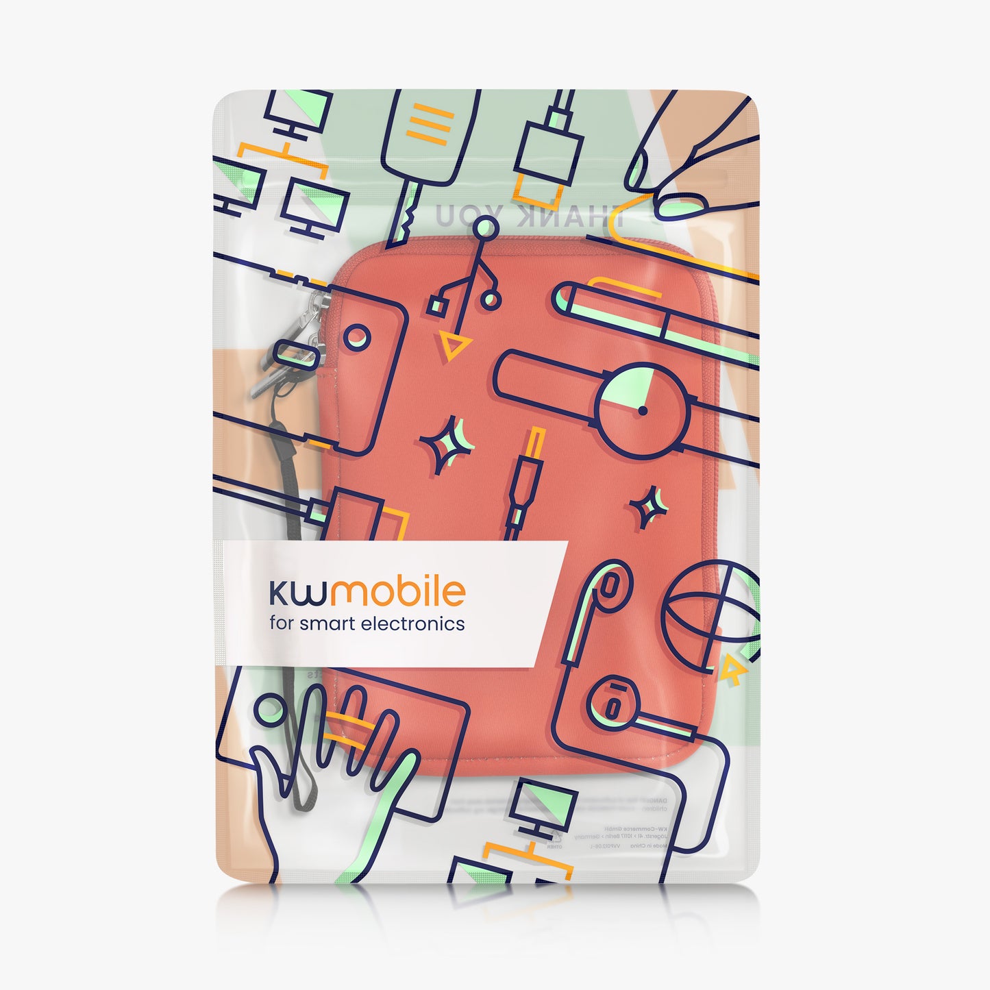 kwmobile Protective Bag for eReader Pouch Cover Case Protective Sleeve 17 x 12 x 2 cm Internal Dimensions
