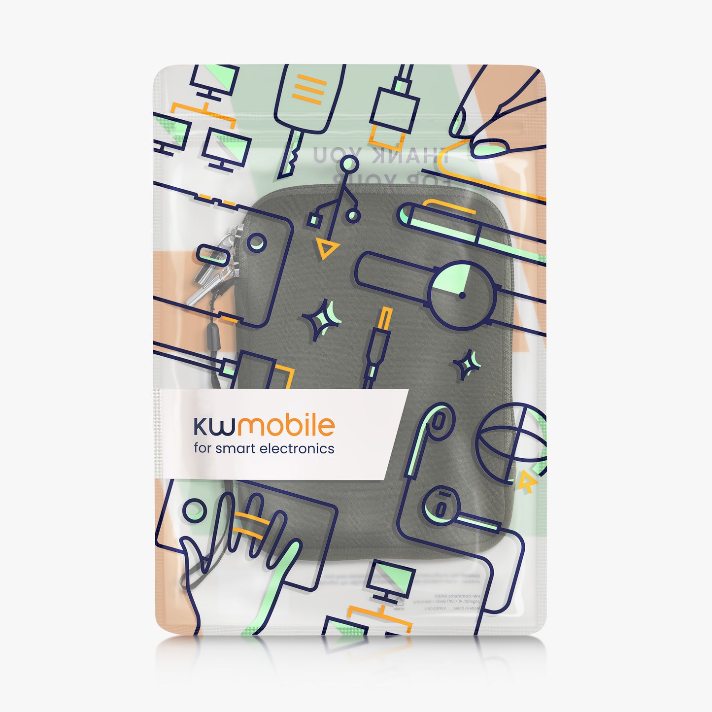 kwmobile Protective Bag for eReader Pouch Cover Case Protective Sleeve 17 x 12 x 2 cm Internal Dimensions
