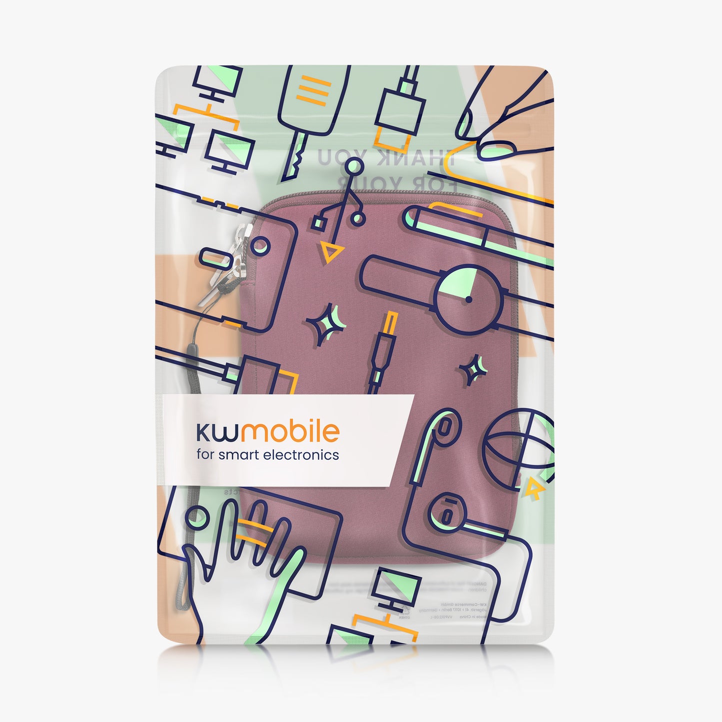 kwmobile Protective Bag for eReader Pouch Cover Case Protective Sleeve 17 x 12 x 2 cm Internal Dimensions