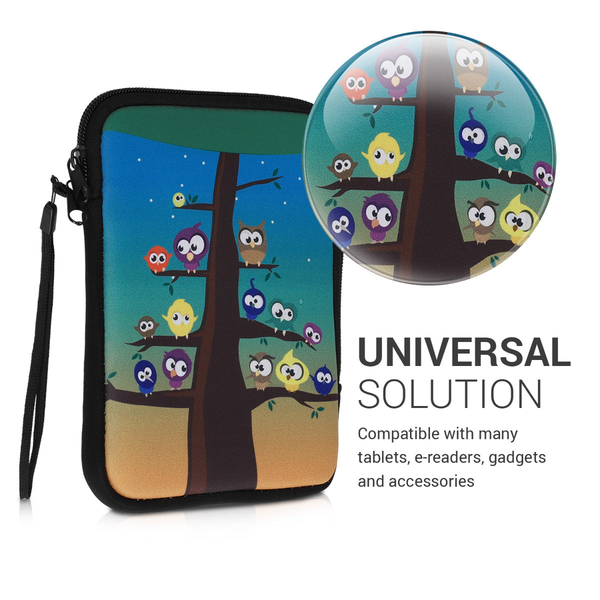 kwmobile Bag for eReader Protective Case Galaxy Tree Meadow 17 x 12 x 2 cm Inner Dimensions