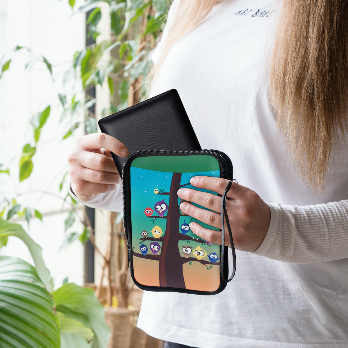 kwmobile Bag for eReader Protective Case Galaxy Tree Meadow 17 x 12 x 2 cm Inner Dimensions