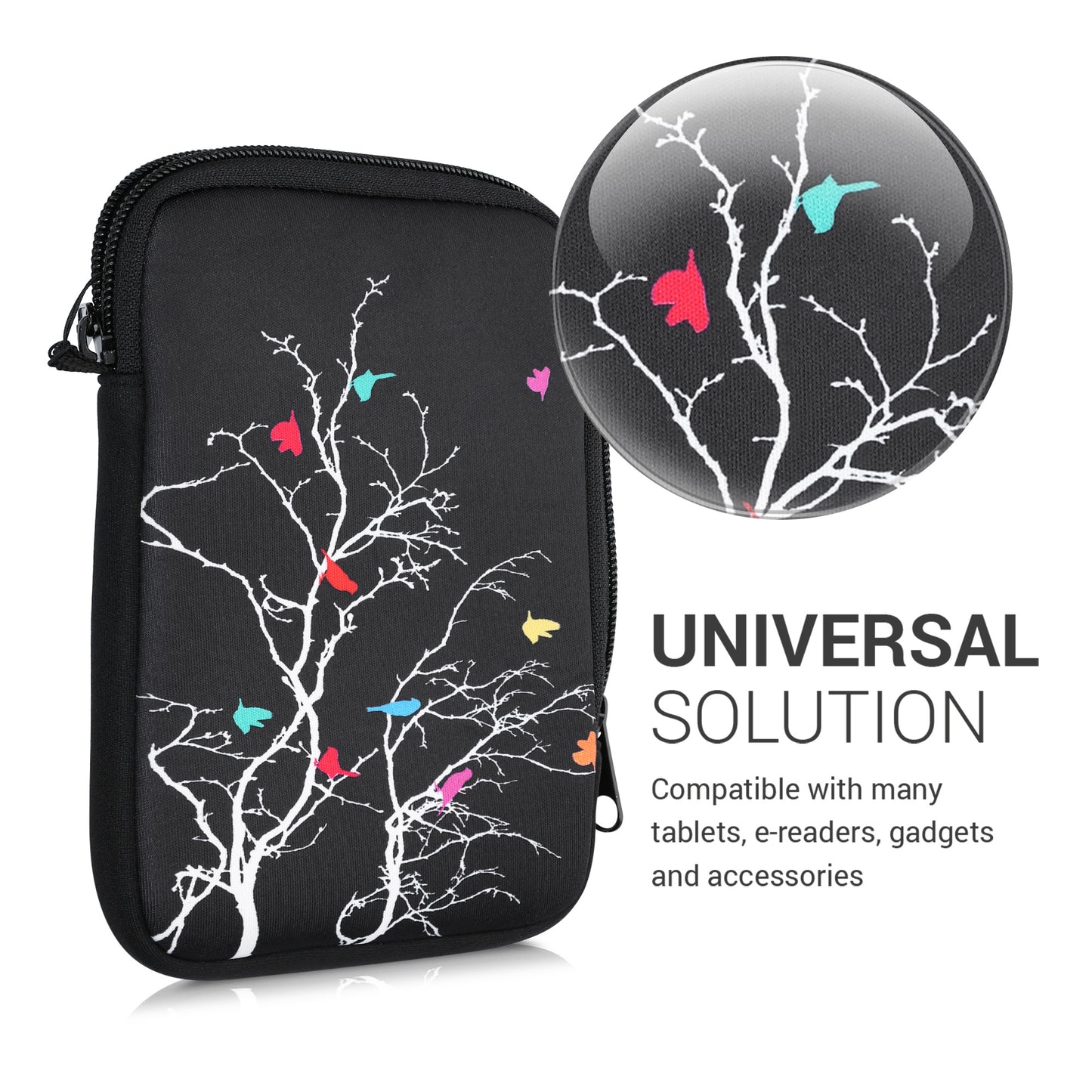 kwmobile Bag for eReader Protective Case Galaxy Tree Meadow 17 x 12 x 2 cm Inner Dimensions