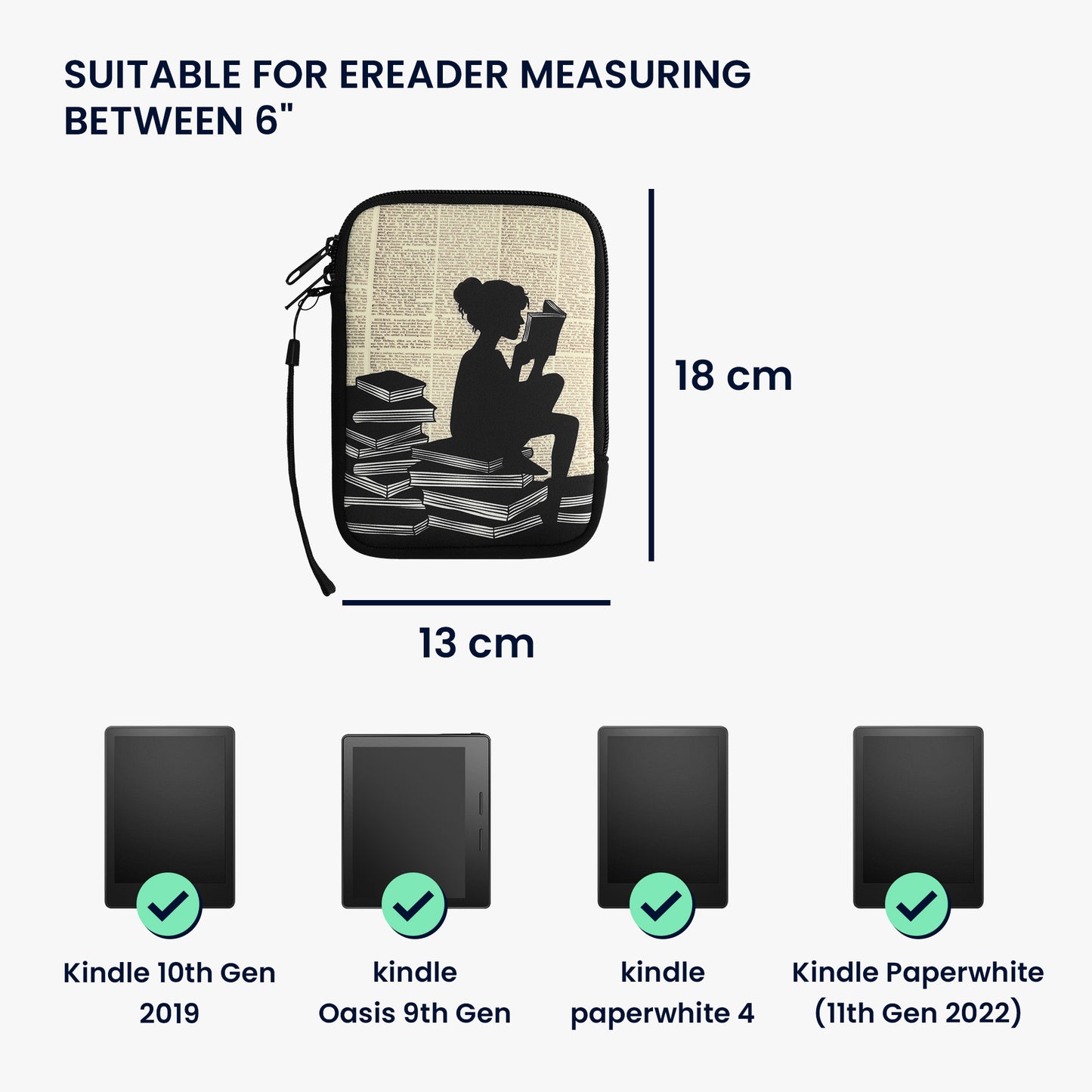 kwmobile Bag for eReader Protective Case Galaxy Tree Meadow 17 x 12 x 2 cm Inner Dimensions