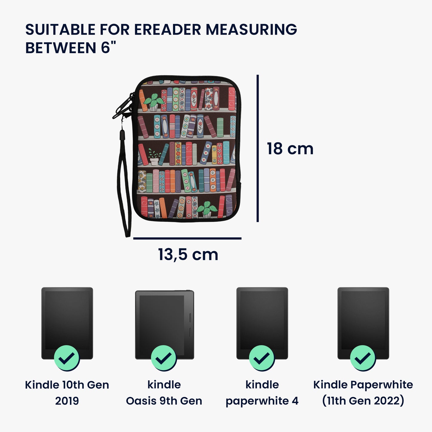 kwmobile Bag for eReader Protective Case Galaxy Tree Meadow 17 x 12 x 2 cm Inner Dimensions