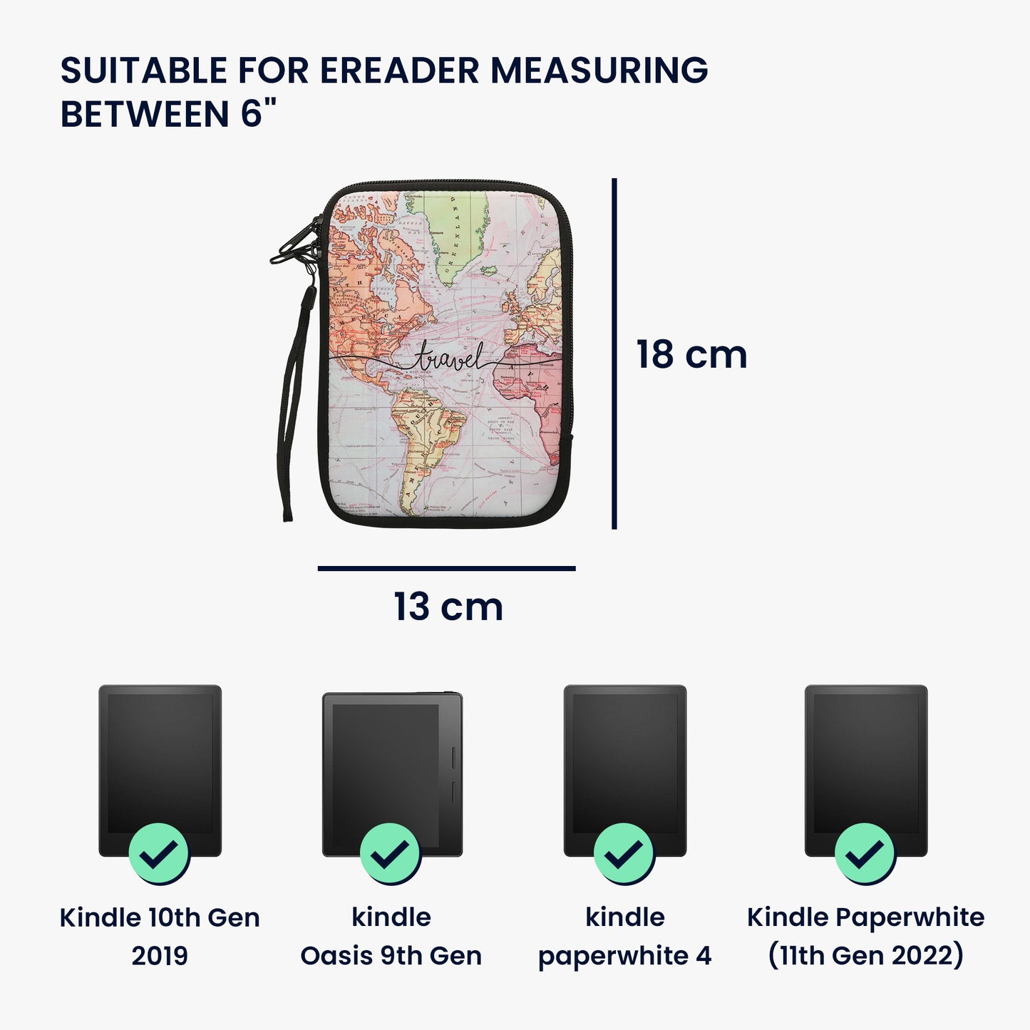kwmobile Bag for eReader Protective Case Galaxy Tree Meadow 17 x 12 x 2 cm Inner Dimensions