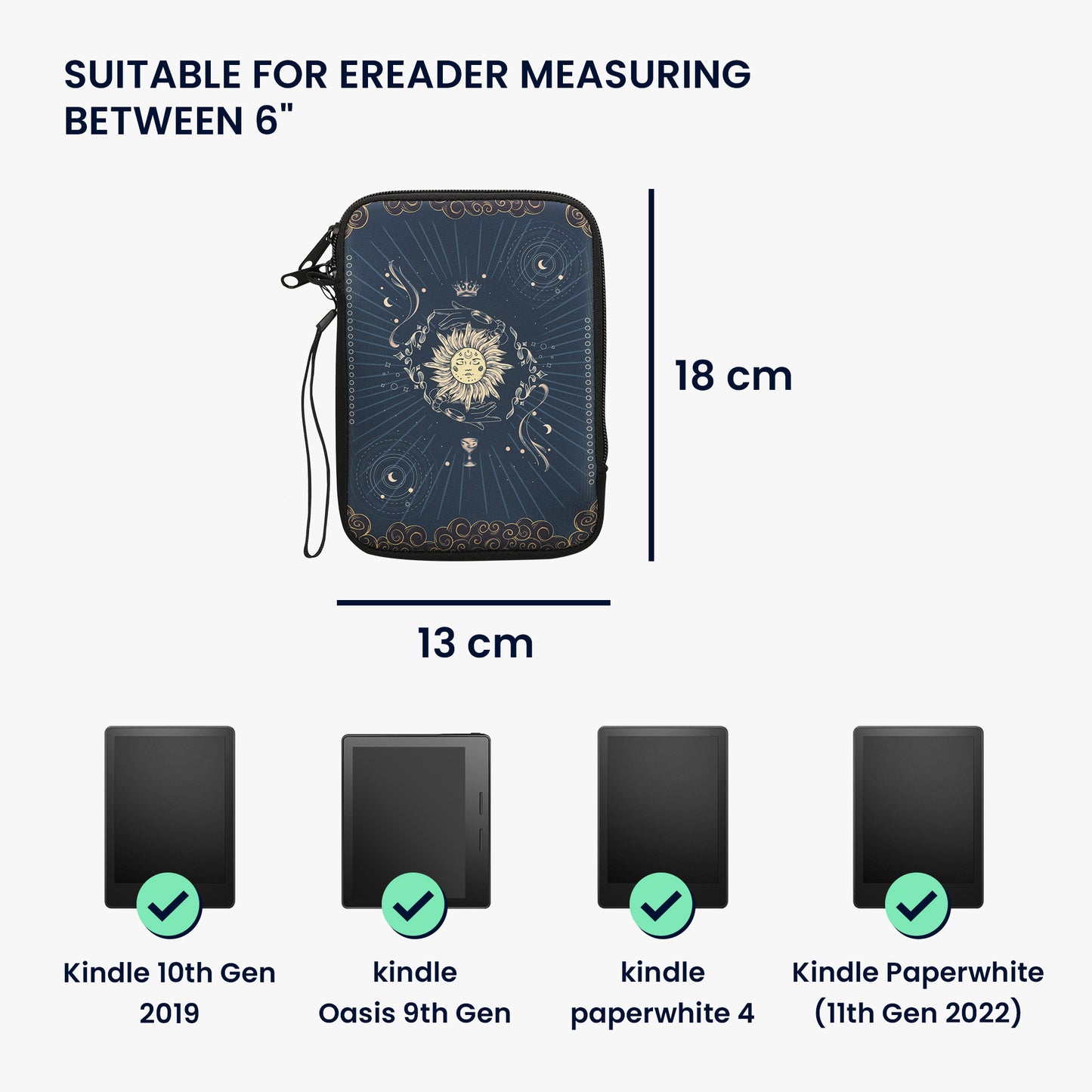 kwmobile Bag for eReader Protective Case Galaxy Tree Meadow 17 x 12 x 2 cm Inner Dimensions