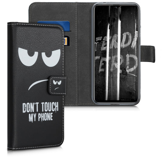 kwmobile Wallet Case Compatible with Ulefone Note 7 (2019) - Cover with Stand and Card Slots - Don't touch my Phone