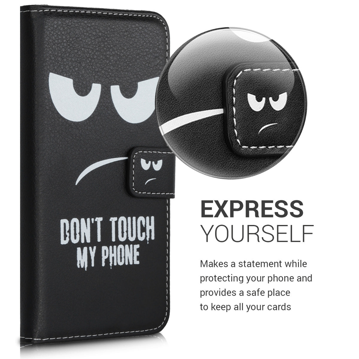 kwmobile Wallet Case Compatible with Ulefone Note 7 (2019) - Cover with Stand and Card Slots - Don't touch my Phone