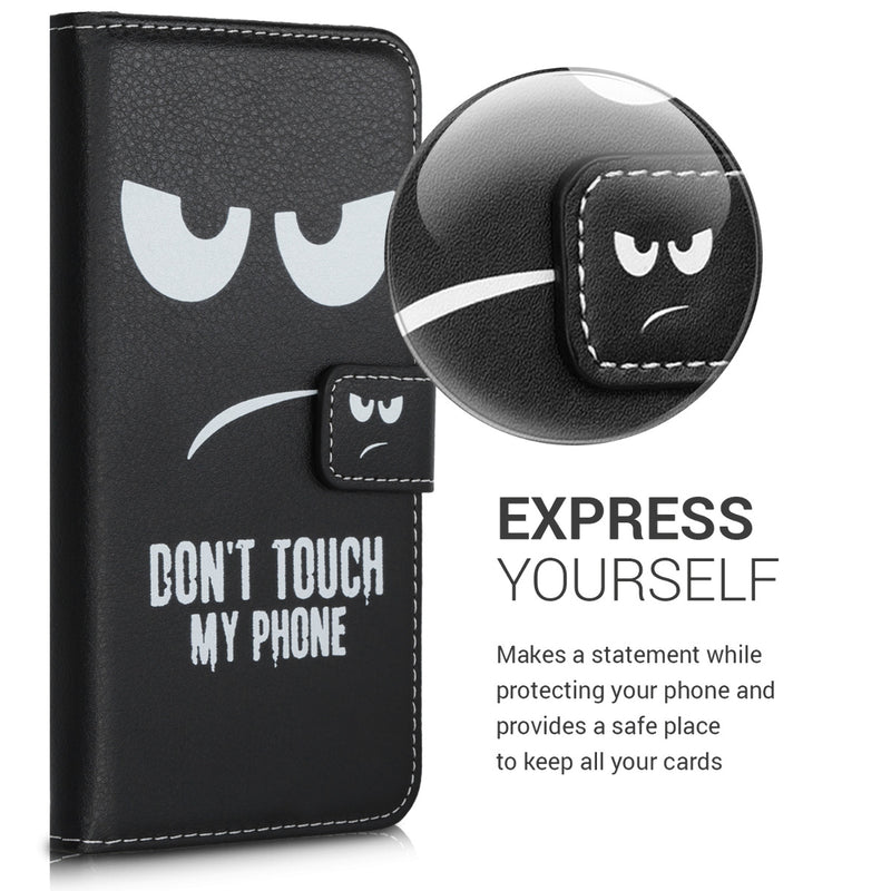 kwmobile Wallet Case Compatible with Ulefone Note 7 (2019) - Cover with Stand and Card Slots - Don't touch my Phone