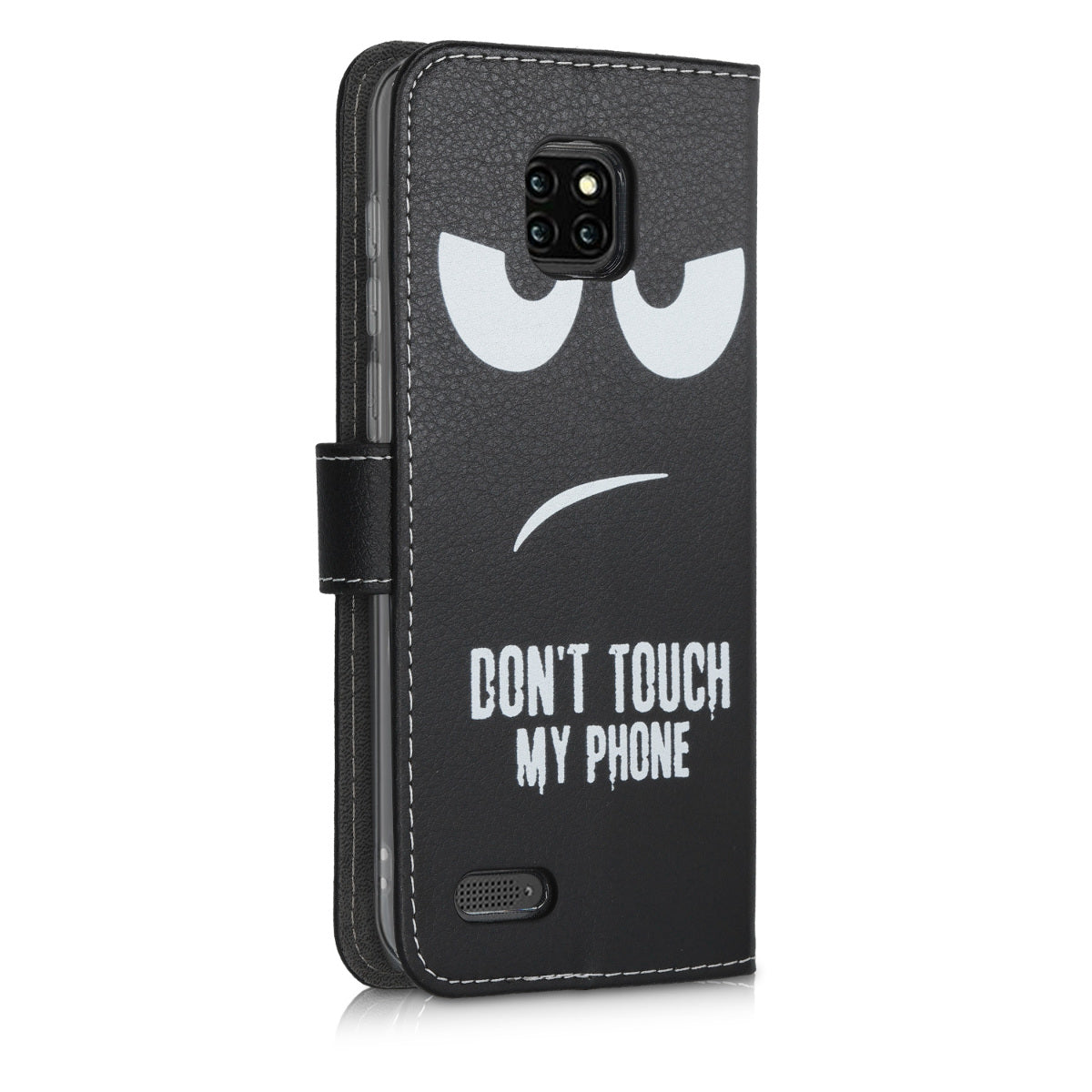 kwmobile Wallet Case Compatible with Ulefone Note 7 (2019) - Cover with Stand and Card Slots - Don't touch my Phone