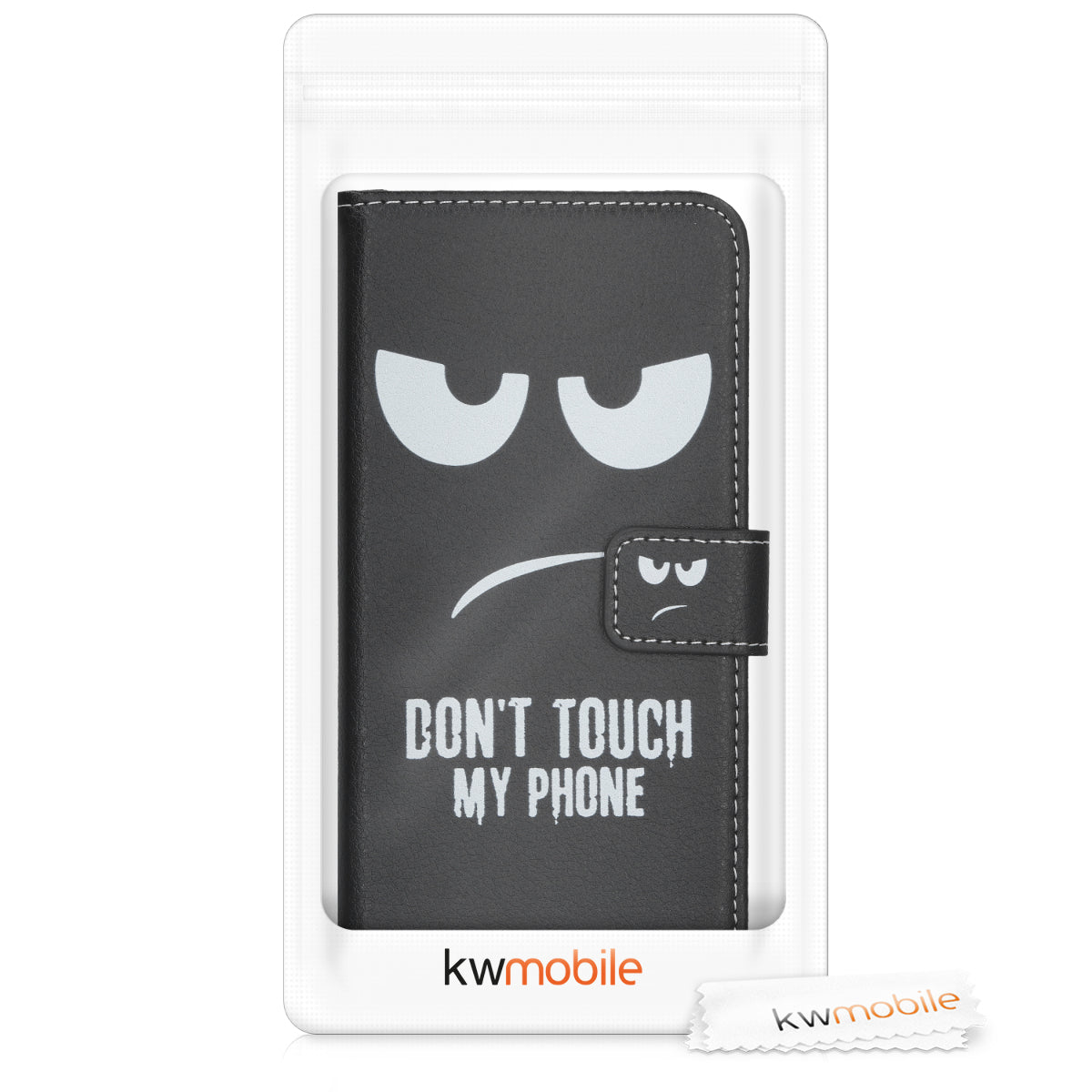 kwmobile Wallet Case Compatible with Ulefone Note 7 (2019) - Cover with Stand and Card Slots - Don't touch my Phone