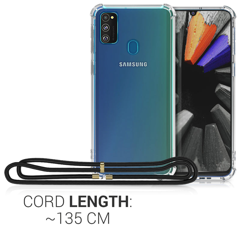kwmobile Necklace Case compatible with Samsung Galaxy M30s Silicone Cover with Lanyard Strap Phone Case Transparent