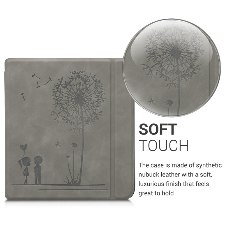 kwmobile Case for Tolino Vision 5 - eReader Cover Made of Faux Leather with Auto Sleep Function - Dandelion Love