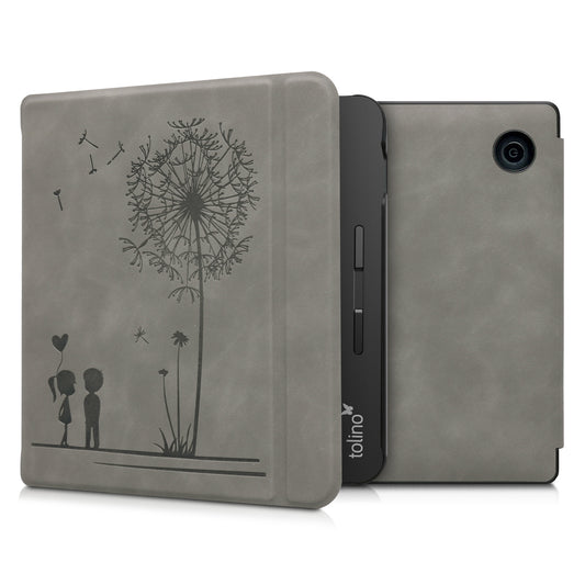 kwmobile Case for Tolino Vision 5 - eReader Cover Made of Faux Leather with Auto Sleep Function - Dandelion Love