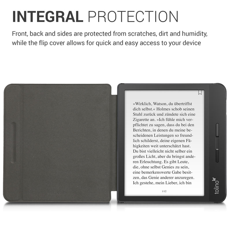 kwmobile Case for Tolino Vision 5 - eReader Cover Made of Faux Leather with Auto Sleep Function - Dandelion Love