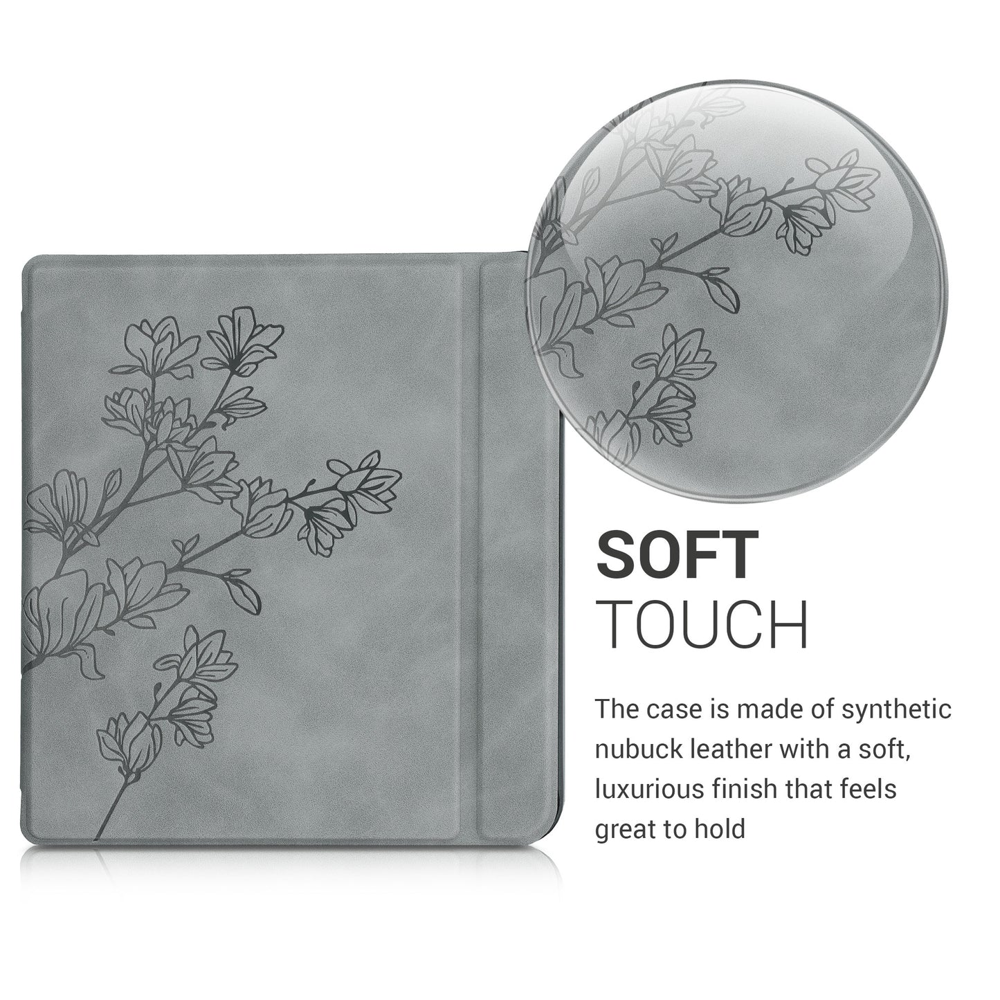 kwmobile Case for Tolino Vision 5 - eReader Cover Made of Faux Leather with Auto Sleep Function - Dandelion Love