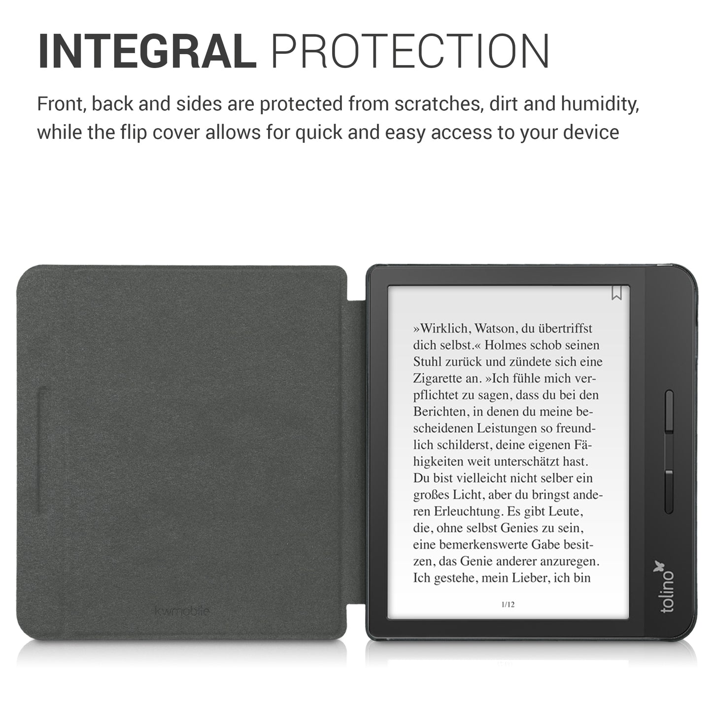kwmobile Case for Tolino Vision 5 - eReader Cover Made of Faux Leather with Auto Sleep Function - Dandelion Love