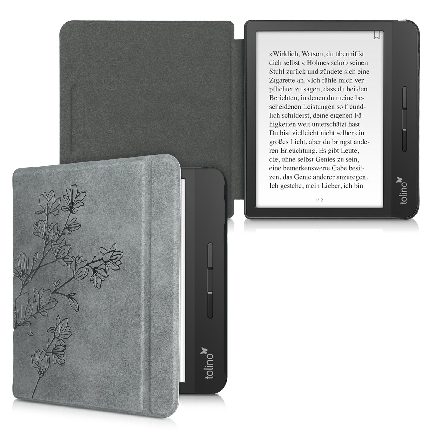 kwmobile Case for Tolino Vision 5 - eReader Cover Made of Faux Leather with Auto Sleep Function - Dandelion Love