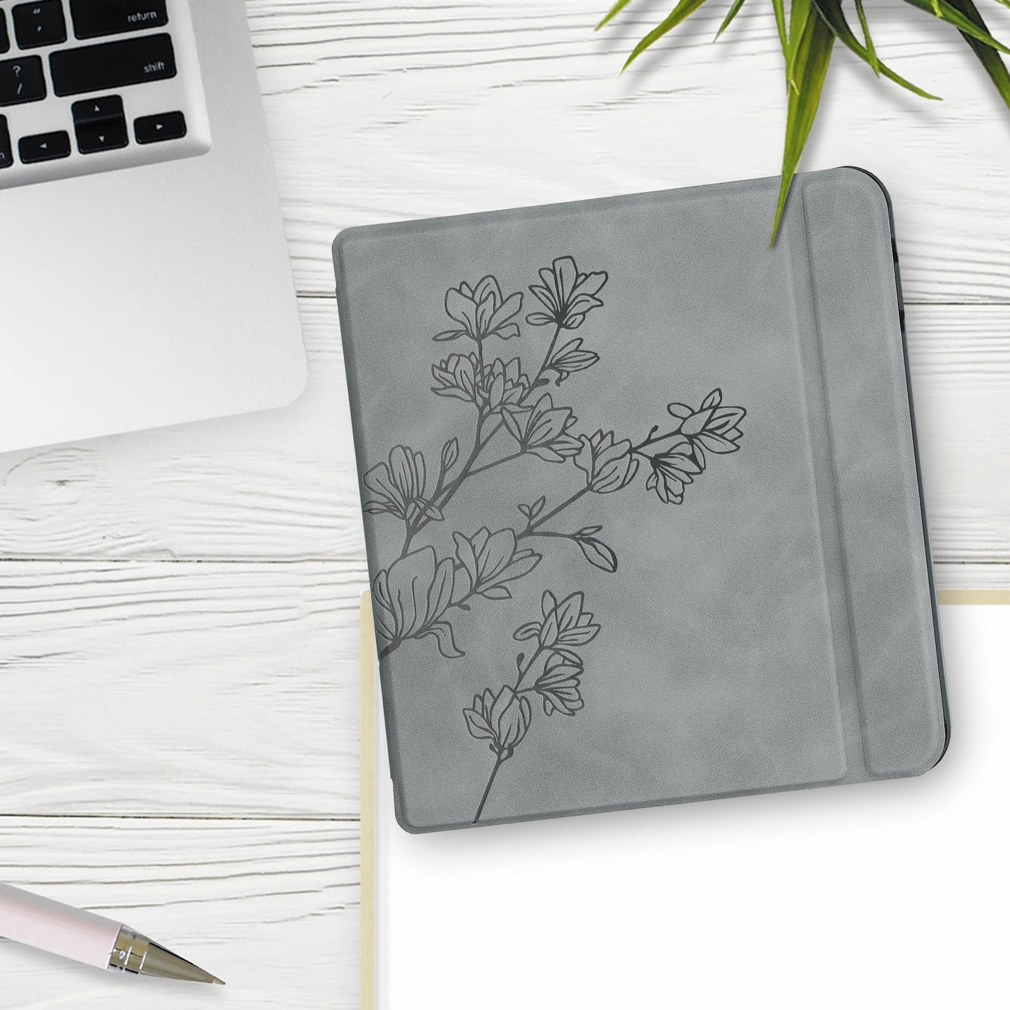 kwmobile Case for Tolino Vision 5 - eReader Cover Made of Faux Leather with Auto Sleep Function - Dandelion Love