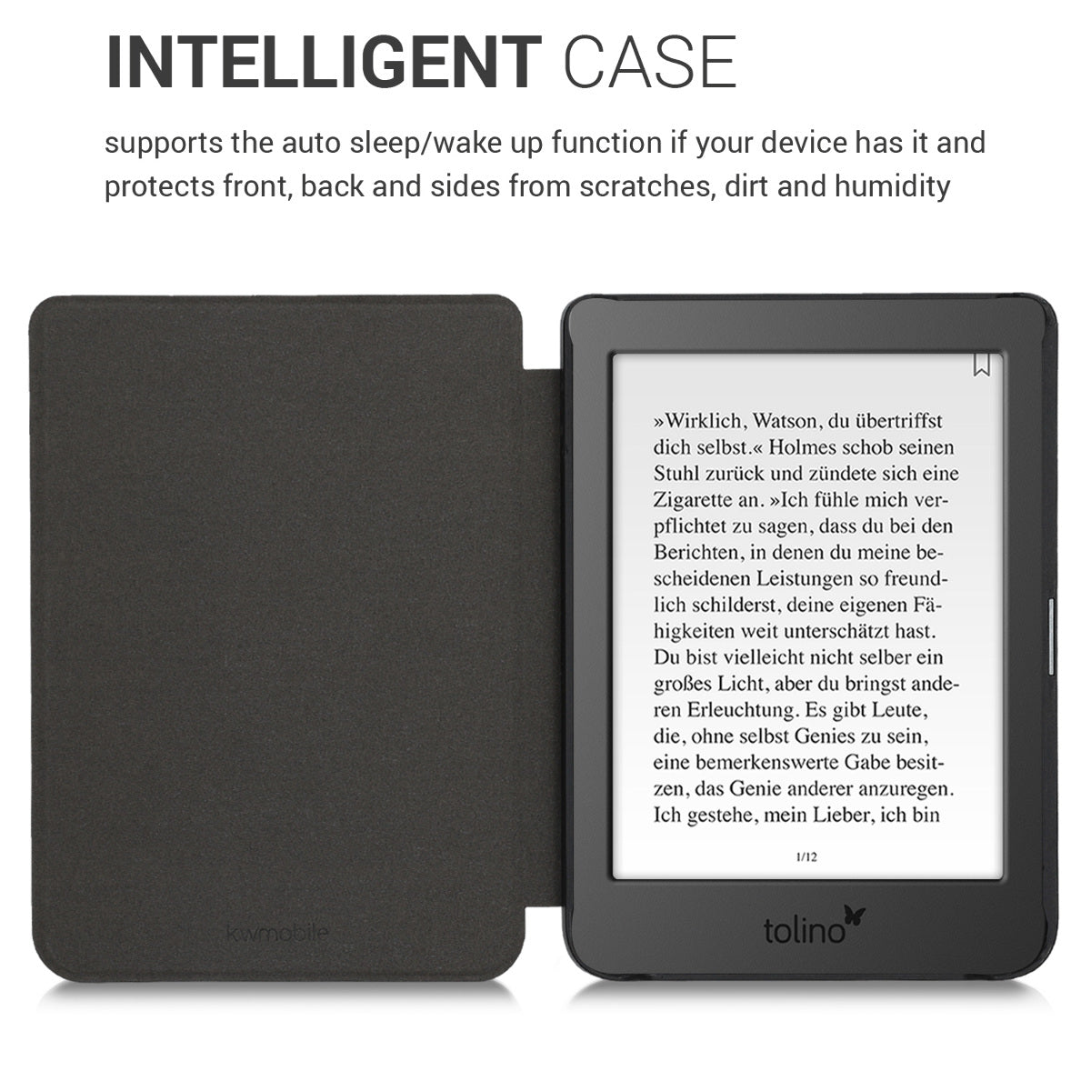 kwmobile Protective Case for Tolino Page 2 Cover - eReader Flip Case with Auto Sleep Function