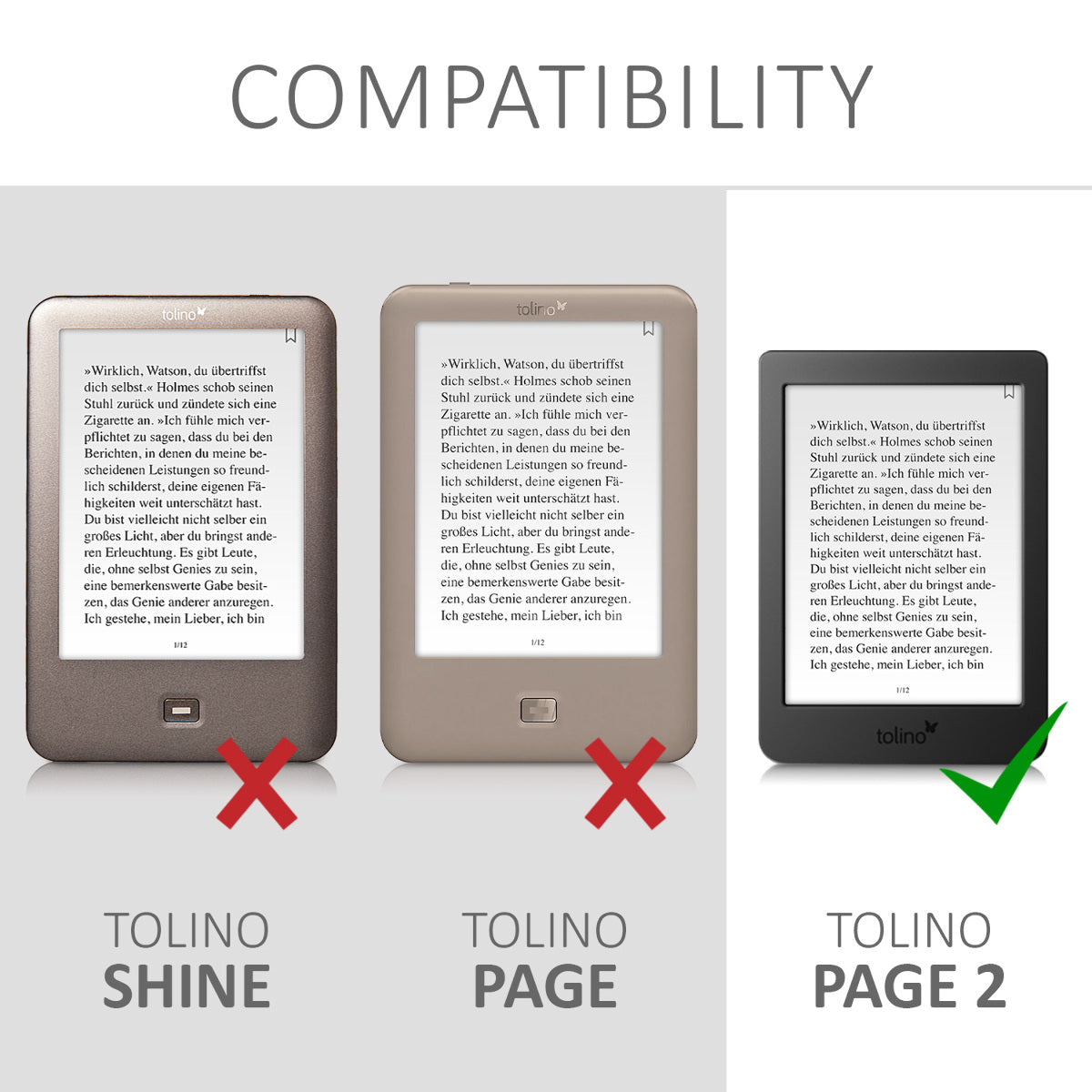 kwmobile Protective Case for Tolino Page 2 Cover - eReader Flip Case with Auto Sleep Function