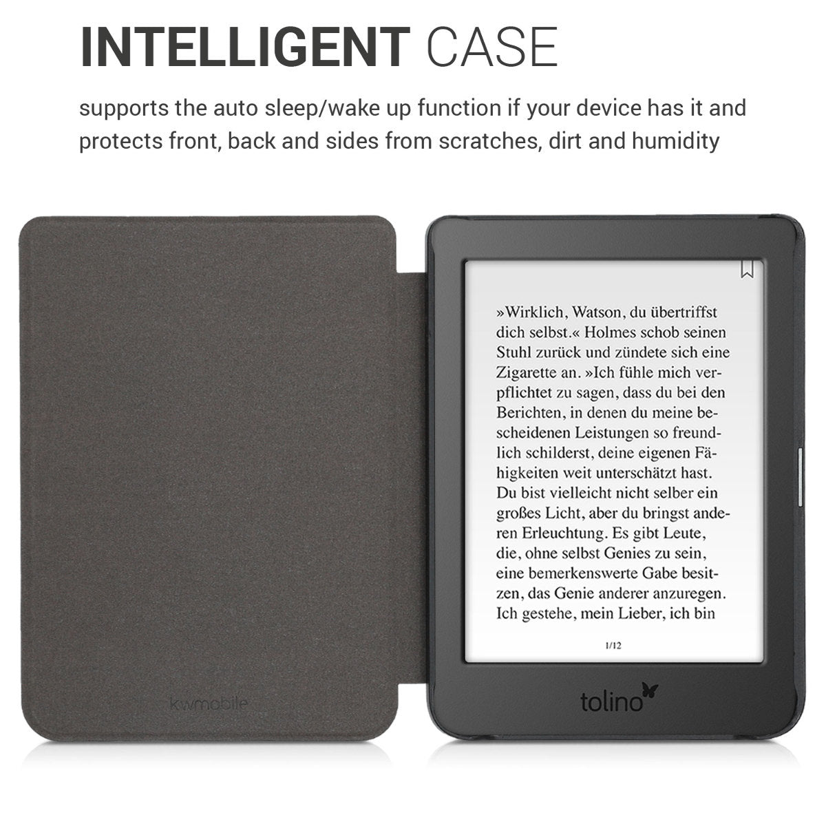kwmobile Protective Case for Tolino Page 2 Cover - eReader Flip Case with Auto Sleep Function