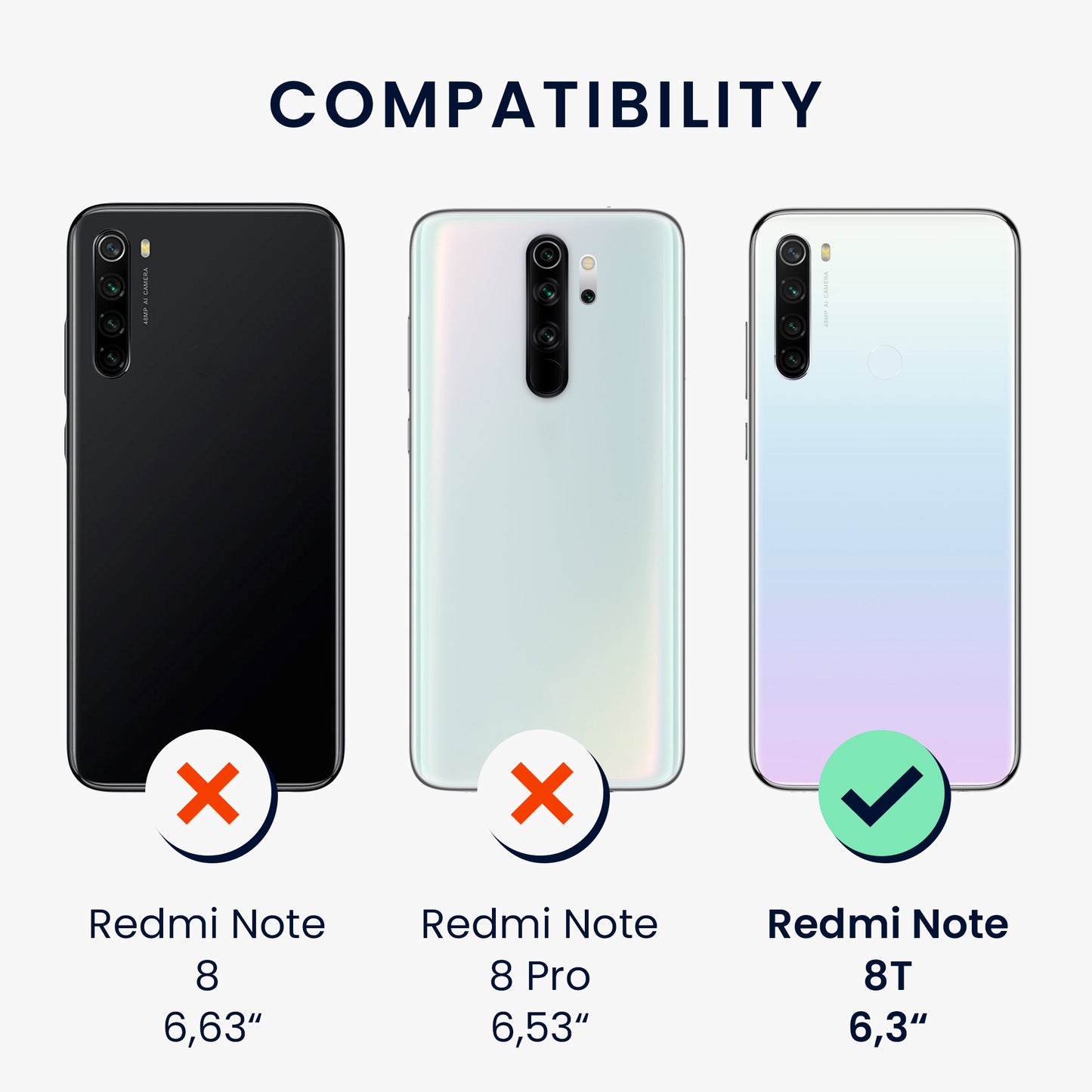 kwmobile Phone Case for Xiaomi Redmi Note 8T - Wireless Charging - Protective Cover