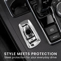 BMW 3-Button Remote (Keyless Go only) Silicone Car Key Cover Glossy Silver and Black