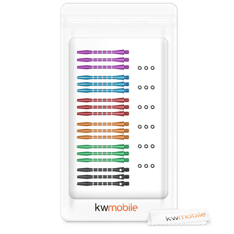 kwmobile Dart Shafts Set mit Gummi Ring - aus Aluminium - 2ba Gewinde - 48mm lang - Dartpfeil-Schäfte Dartschäfte