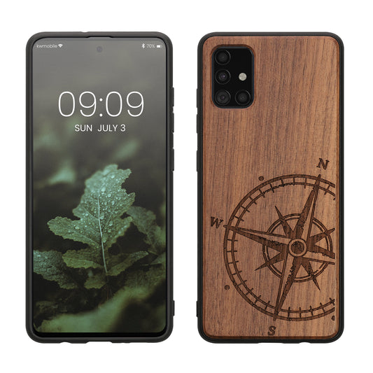 kwmobile Case Compatible with Samsung Galaxy A51 Case Mobile Phone Cover TPU Phone Case Compass Vintage