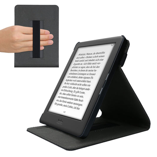 kwmobile Case Compatible with Kobo Glo HD / Touch 2.0 - with Hand Strap and Stand - e-Reader Protective Case