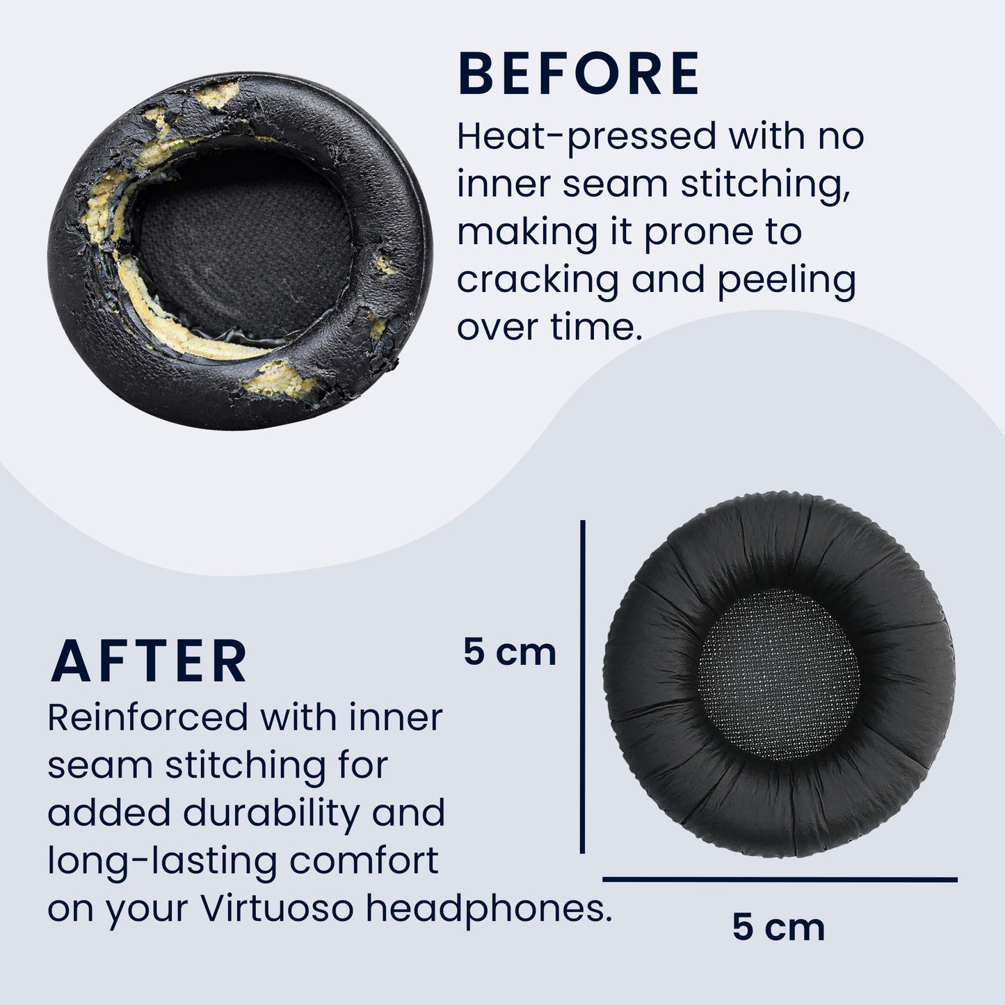 kwmobile Ear Pads for Sennheiser PX200 / PX100 Ear Cushion Replacement Parts Headphone Replacement Pads for Over Ear Headphones
