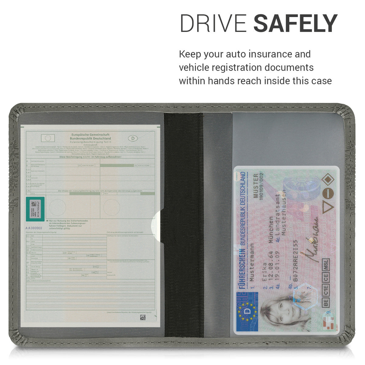 Faux Leather Vehicle Registration Holder with Card Slots