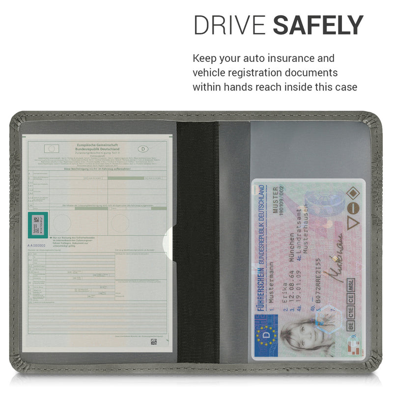 Faux Leather Vehicle Registration Holder with Card Slots