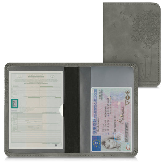 kwmobile Car Registration Holder with Card Slots Faux Leather Case Pouch for Vehicle Registration Document