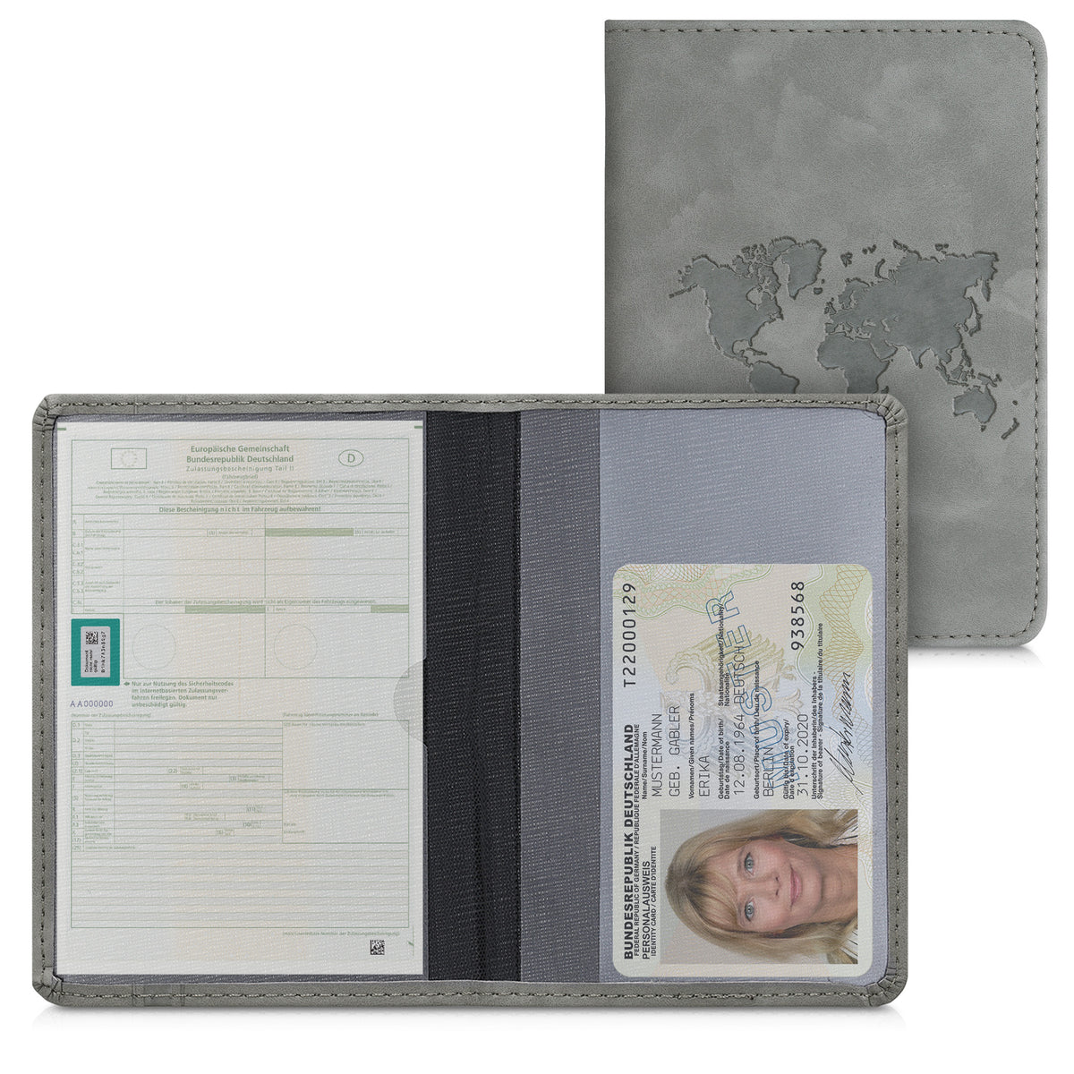 Faux Leather Vehicle Registration Holder with Card Slots