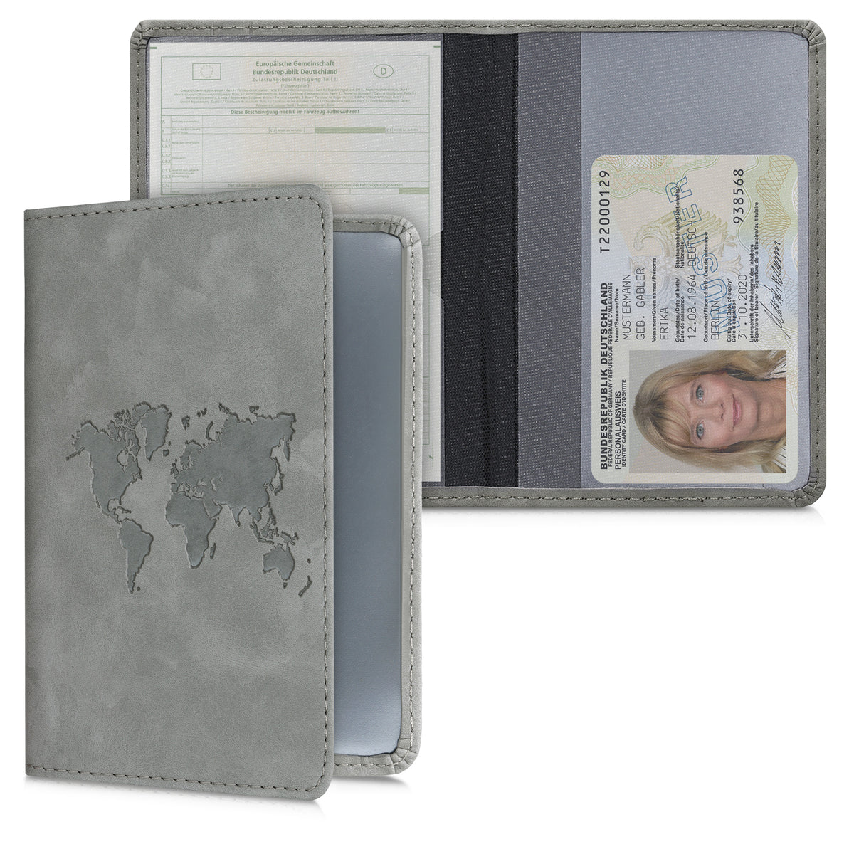Faux Leather Vehicle Registration Holder with Card Slots