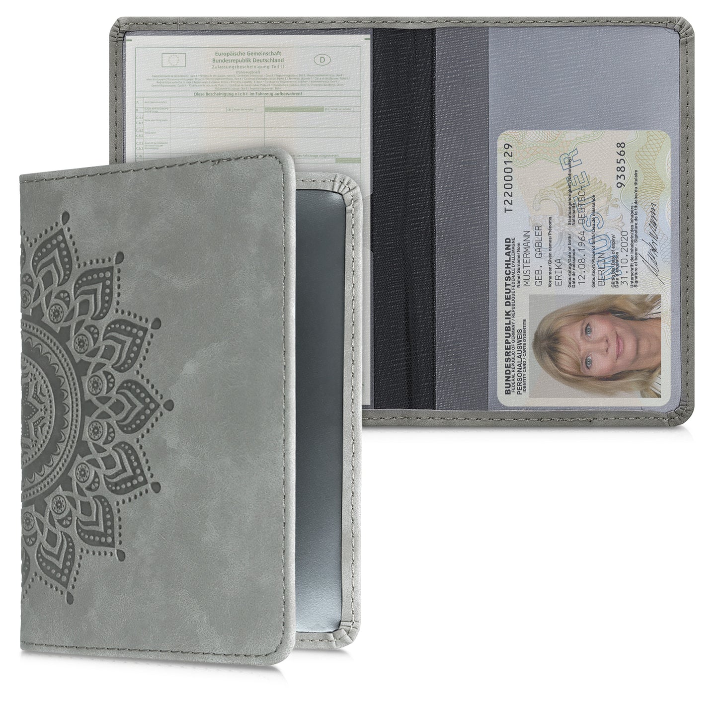 Faux Leather Vehicle Registration Holder with Card Slots