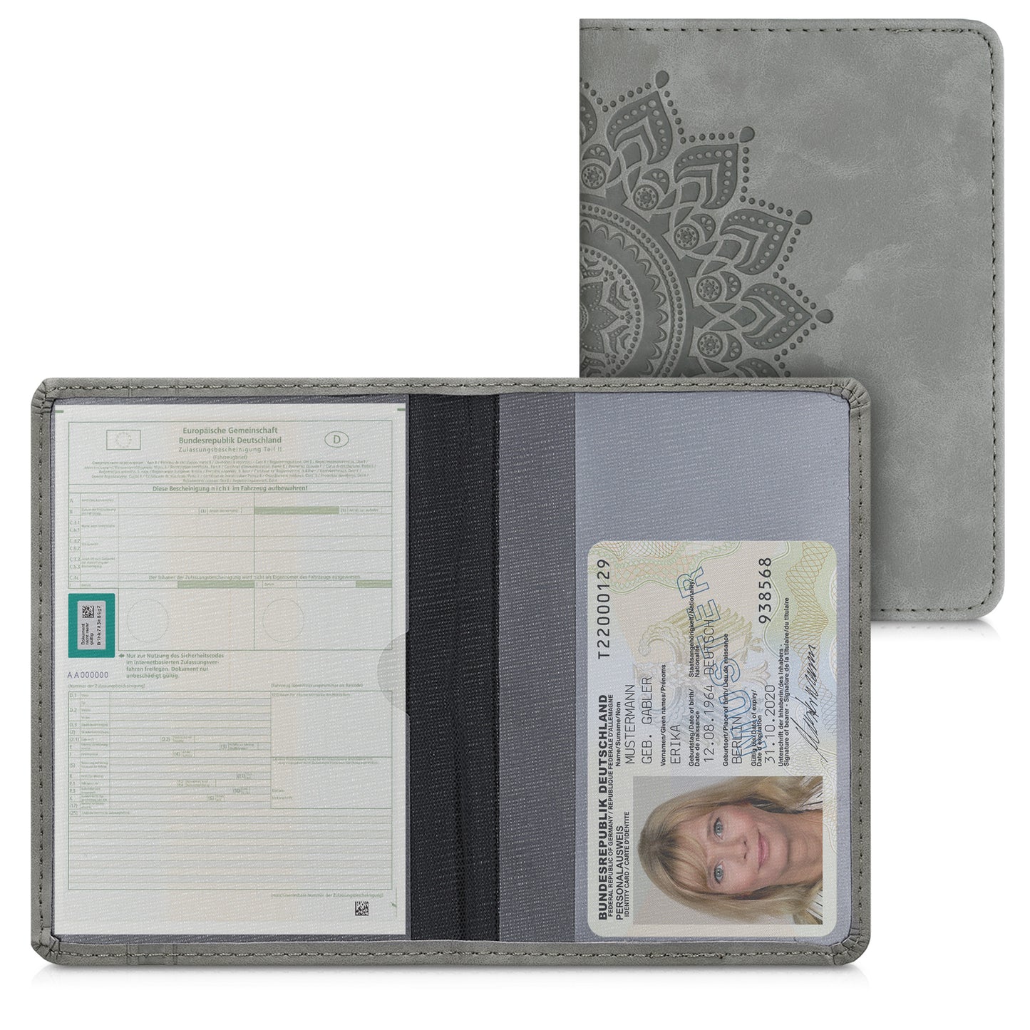 Faux Leather Vehicle Registration Holder with Card Slots