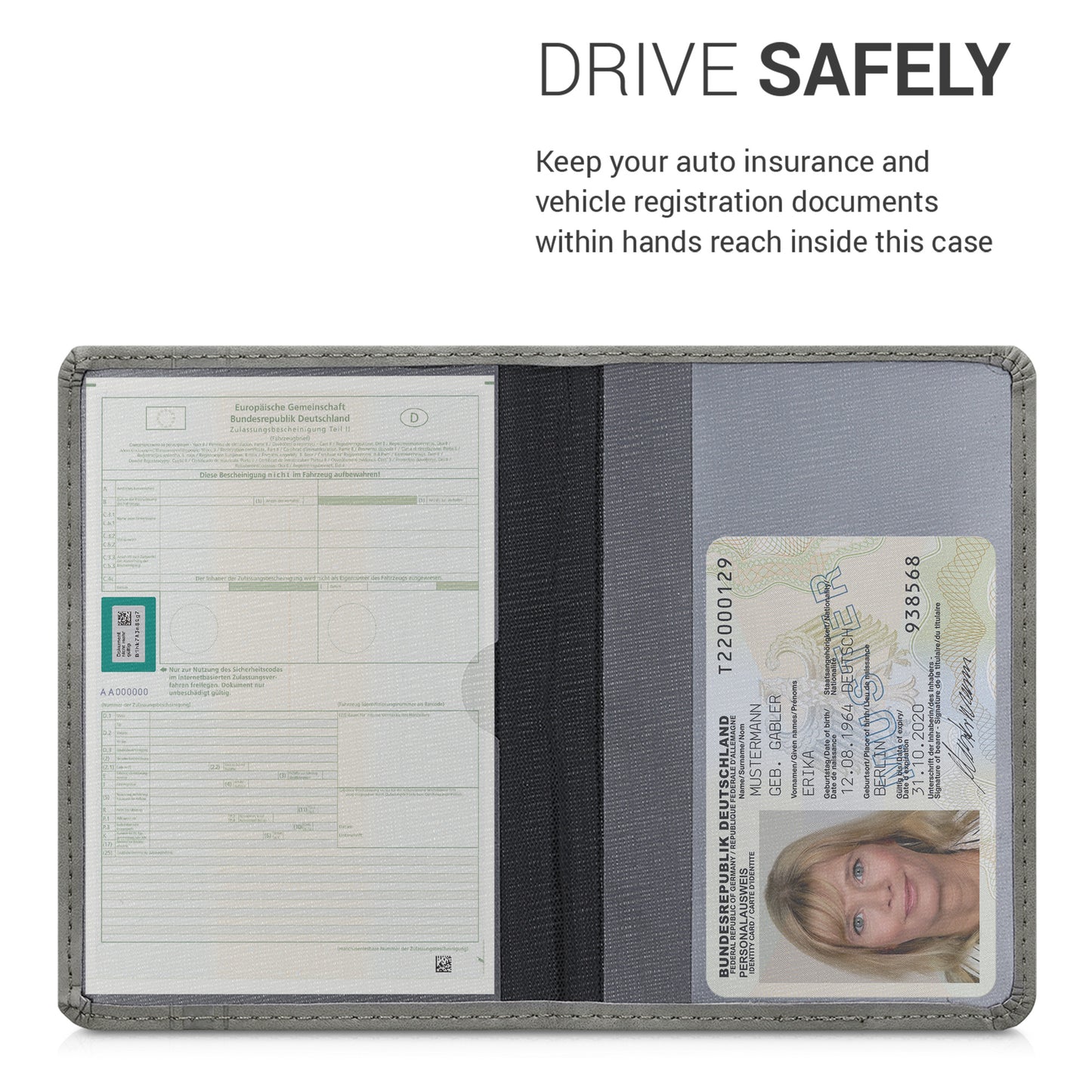 Faux Leather Vehicle Registration Holder with Card Slots
